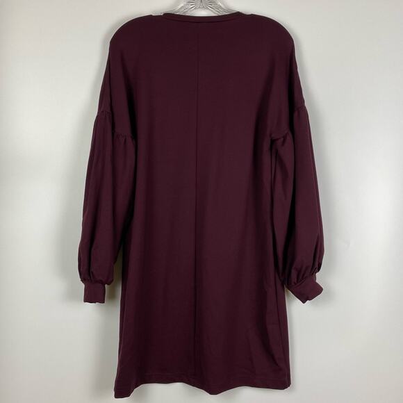New With Tags Express Wine Balloon Sleeve Shift Dress Women’s Size Small - Picture 8 of 11